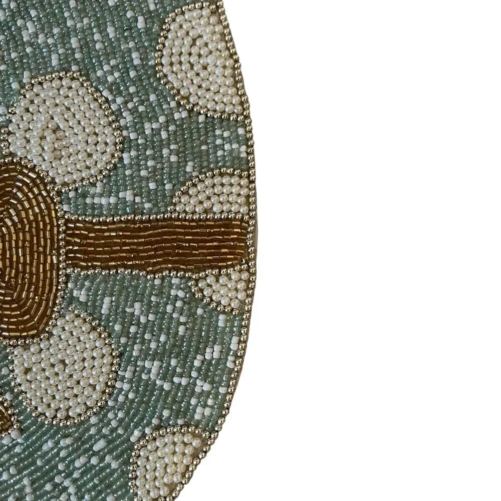 Cynthia Rowley Easter Egg Bow Beaded Placemat 15in Pastel Polka Dot New